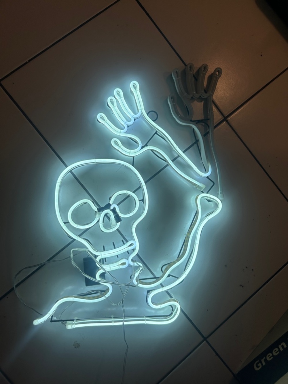 Blue Neon Skull Wall Light